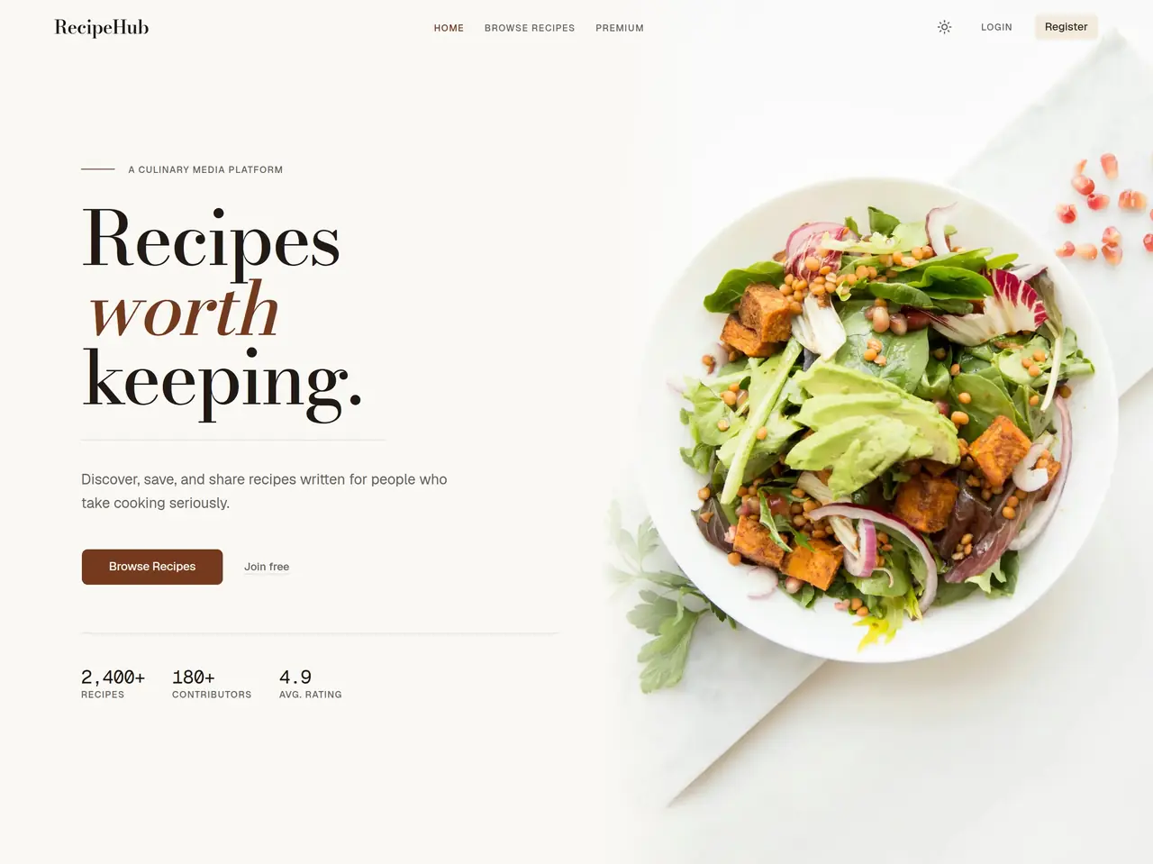 RecipeHub Tablet View