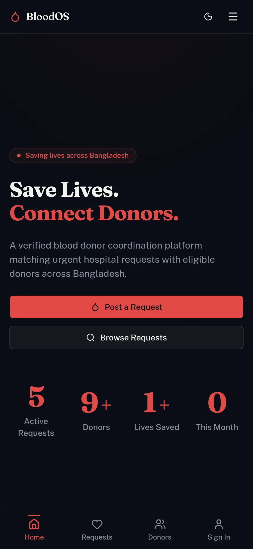 BloodOS Mobile View