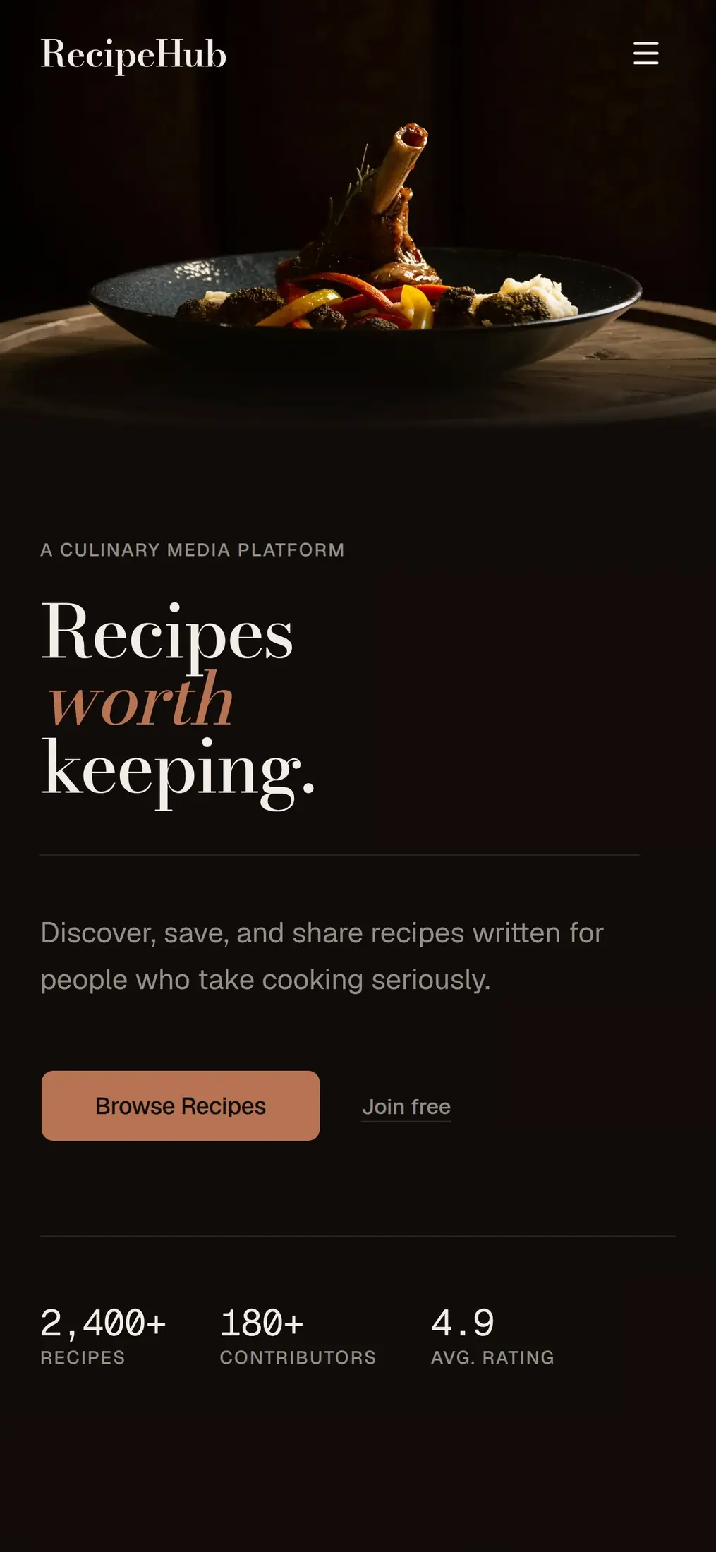 RecipeHub Mobile View