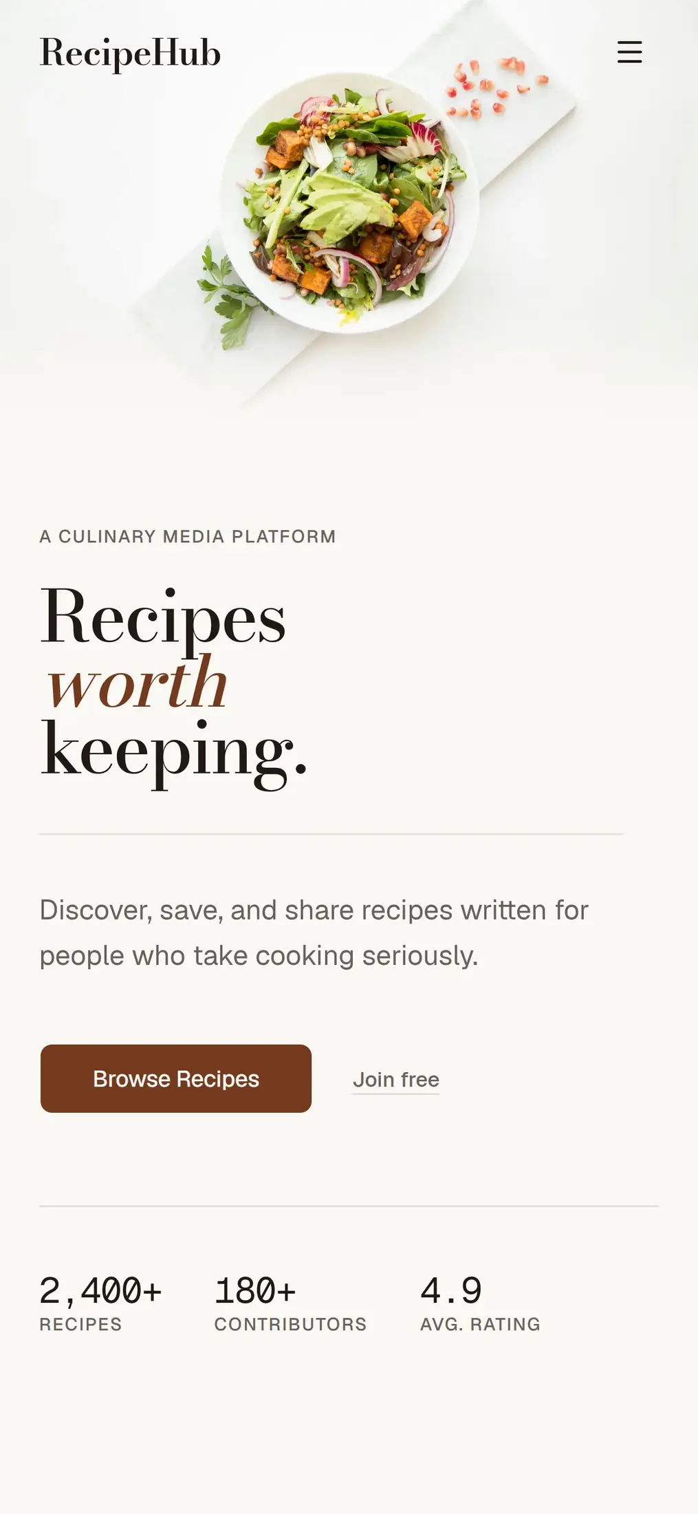 RecipeHub Mobile View
